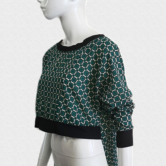 CUE Size 10 Long Sleeve Teal Print Oversized Lightweight High Low Top - Picture 11 of 11